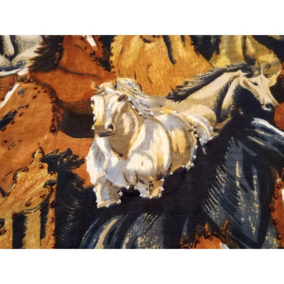 Take Two HORSE INSPIRED 3/4 Sleeve Round Neck 100% Cotton Top XL - Picture 3 of 4